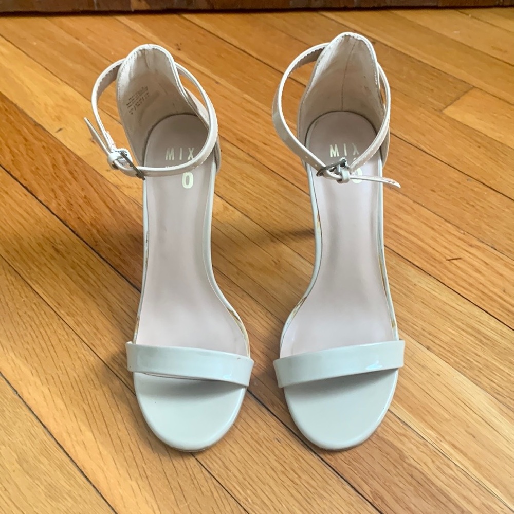 Mix No. 6 Rayelle Bone High Heel Strappy Patent Leather Sandals